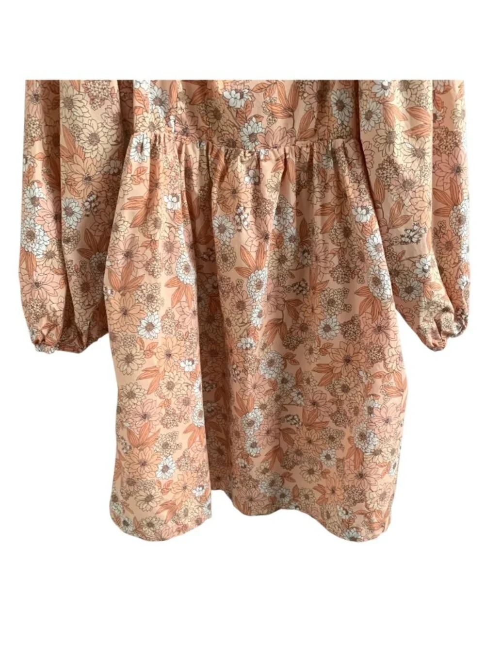 J.CREW Peach Zinnia Floral Print Squareneck Cotton Poplin Women's Dress Medium